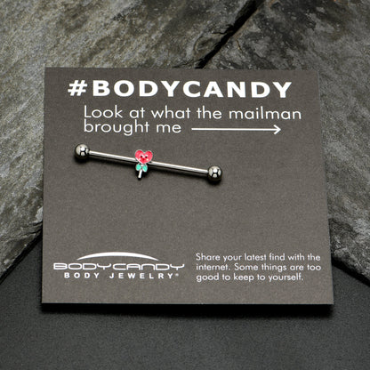 14G Sweet Happy Heart Lollipop Industrial Barbell 38mm