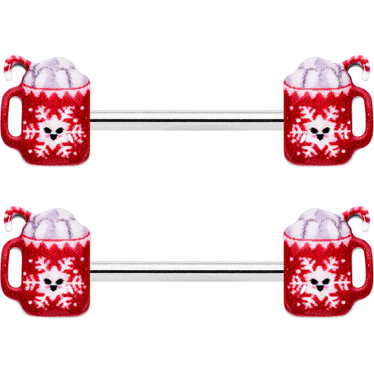 14G 9/16 Sweet Hot Cocoa Holiday Barbell Holiday Nipple Ring Set