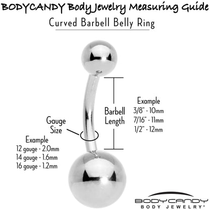 Red CZ Gem Triple Drop Flare Heart Valentine Double Mount Belly Ring