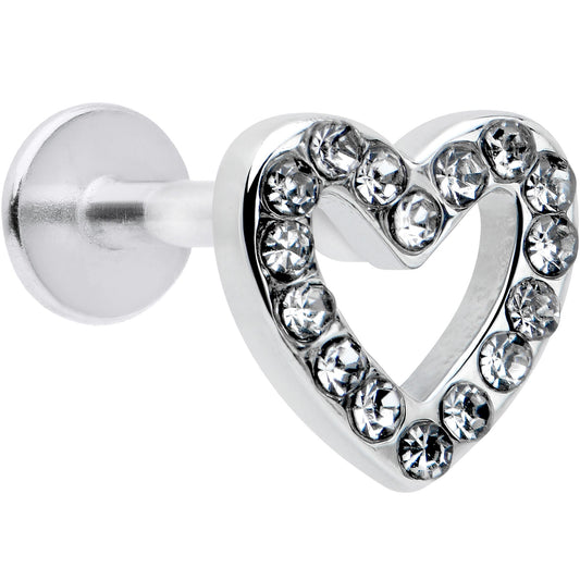 16G 5/16 Clear Gem Open Heart Valentine Labret Monroe Tragus