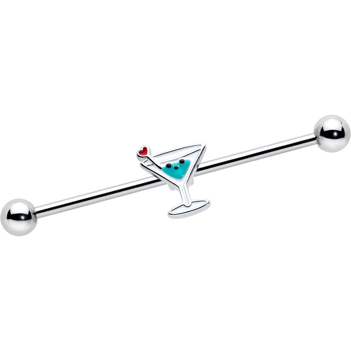 14G Sweet Martini Glass Heart Industrial Barbell 38mm