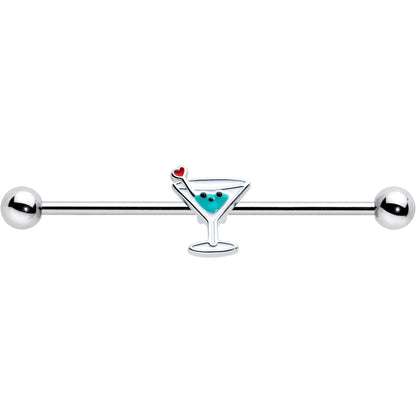 14G Sweet Martini Glass Heart Industrial Barbell 38mm