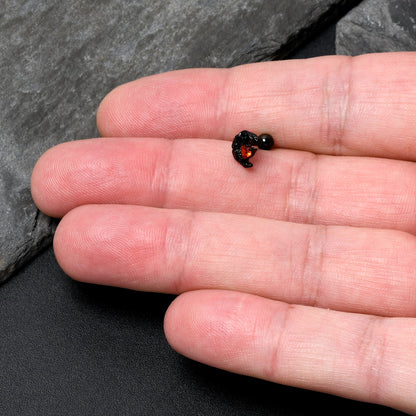 16G 1/4 Red CZ Gem Black Scroll Moon Heart Cartilage Tragus Earring