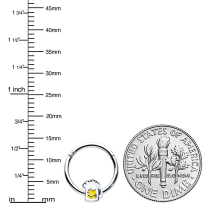 16G 3/8 Sweet Happy Beer St Patricks Hinged Segment Ring