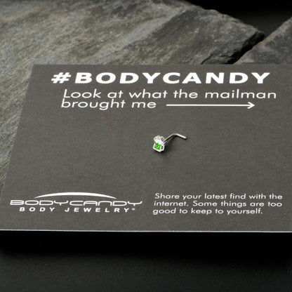 20G 7mm Sweet Happy Green Beer St Patricks L Shape Nose Ring