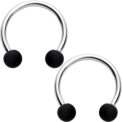 16G 3/8 Matte Black Blue Teal Horseshoe Circular Barbell Set of 6