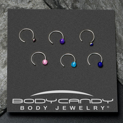 20G 5/16 Nose Hoop Gem Faux Opal Pack Classy Nose Ring Set of 6