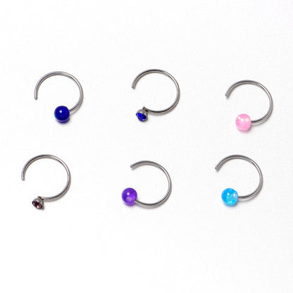 20G 5/16 Nose Hoop Gem Faux Opal Pack Classy Nose Ring Set of 6