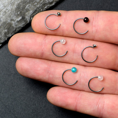 20G 5/16 Nose Hoop Gem Faux Opal Pack Dynasty Nose Ring Set of 6