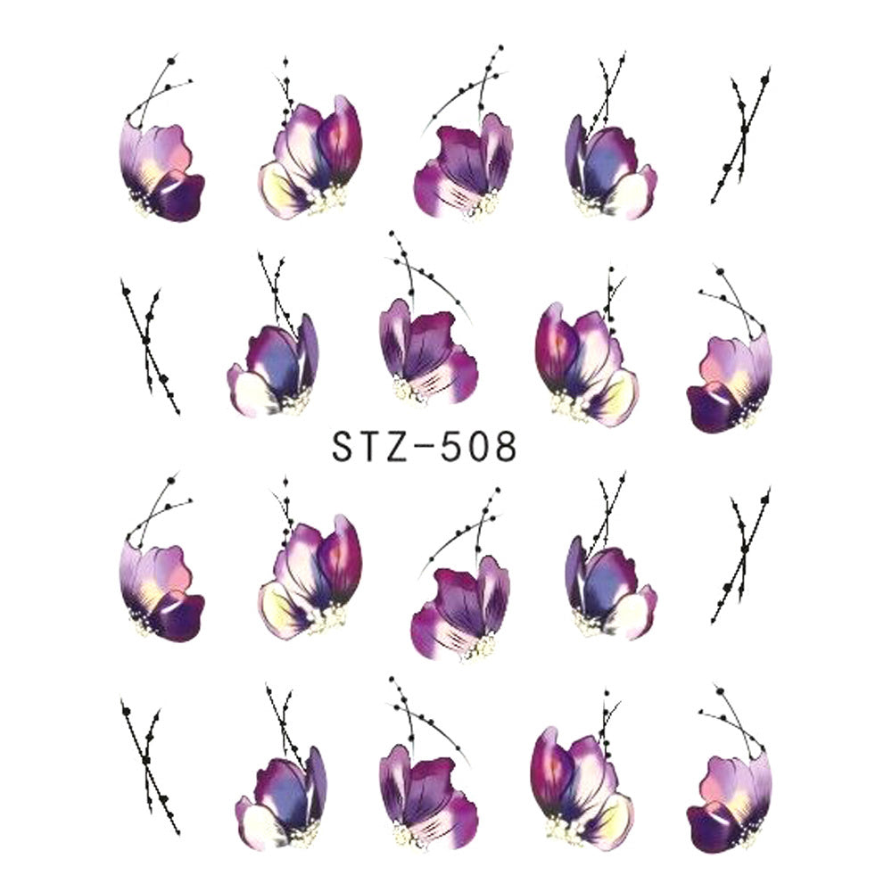 Butterfly Flower Water Transfer Decal Nail Sticker