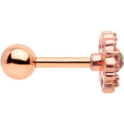 16G 1/4 Vitrail Gem Rosy Hue Flower Cartilage Tragus Earring