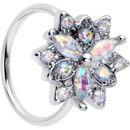 20G 5/16 Aurora CZ Gem Snowflake Style Nose Hoop