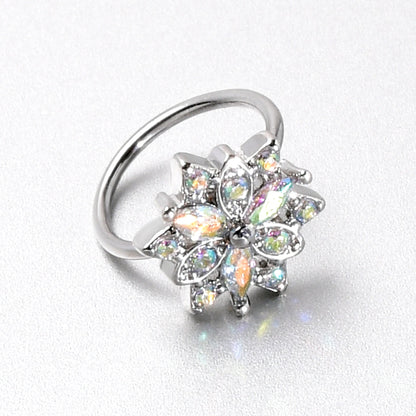 20G 5/16 Aurora CZ Gem Snowflake Style Nose Hoop