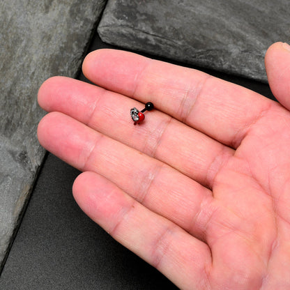 16G 1/4 Clear Gem Black Bleeding Heart Cartilage Tragus Earring