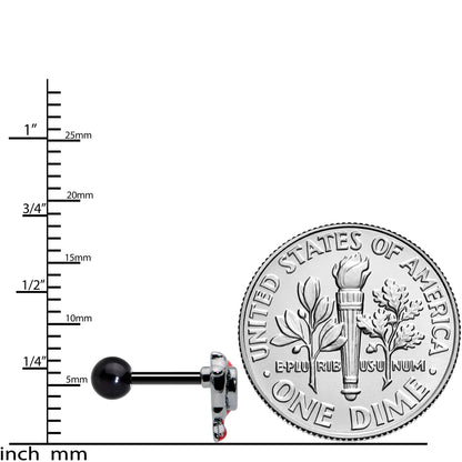 16G 1/4 Clear Gem Black Bleeding Heart Cartilage Tragus Earring