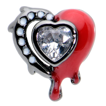 16G 1/4 Clear Gem Black Bleeding Heart Cartilage Tragus Earring