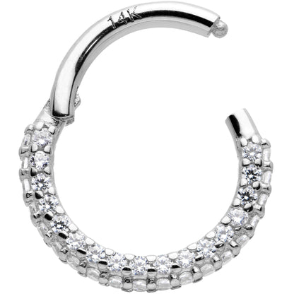 16G 5/16 14k White Gold CZ Paved Ultra Luxe Hinged Circular Segment Ring