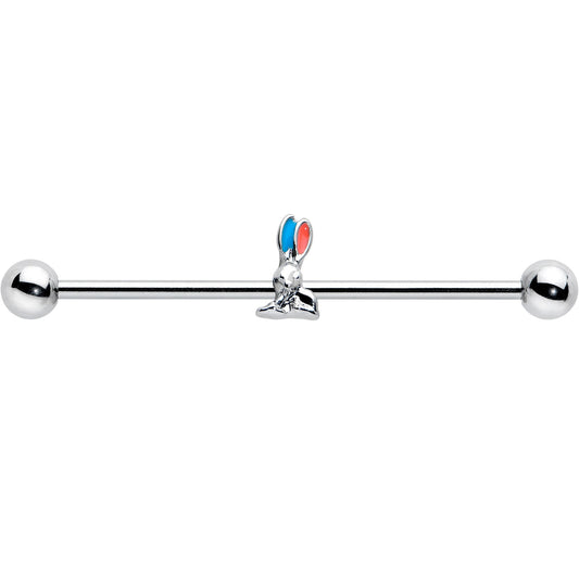 14G Easter Bunny Red Blue Ears Industrial Barbell 38mm