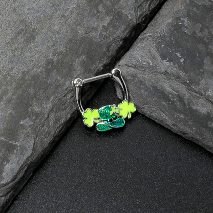 16G 5/16 Glitter Top Hat Shamrock St Patricks Cartilage Clicker