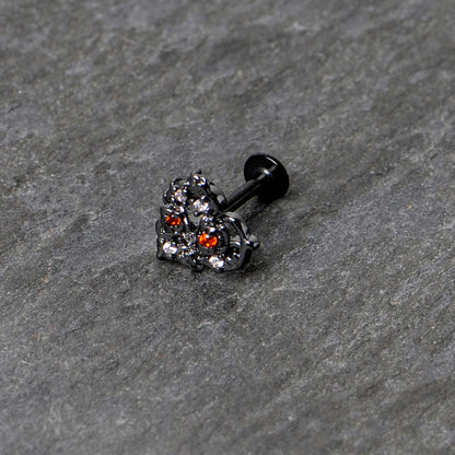 16G 5/16 Red Clear CZ Gem Black Floral Heart Labret Monroe Tragus
