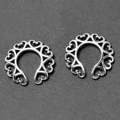 Filigree Hearts Clip On Fake Nipple Ring Set