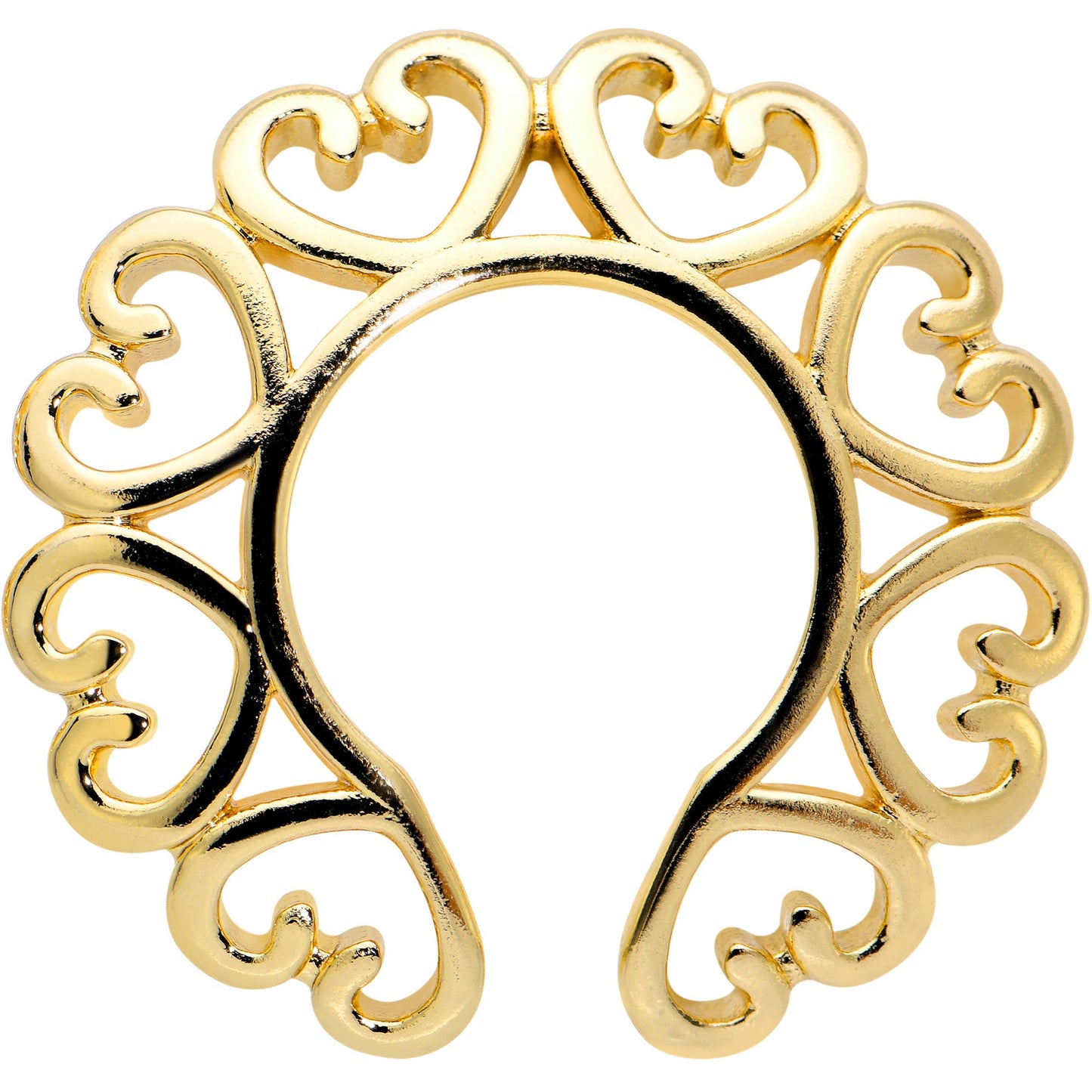Gold Tone Filigree Hearts Clip On Fake Nipple Ring Set