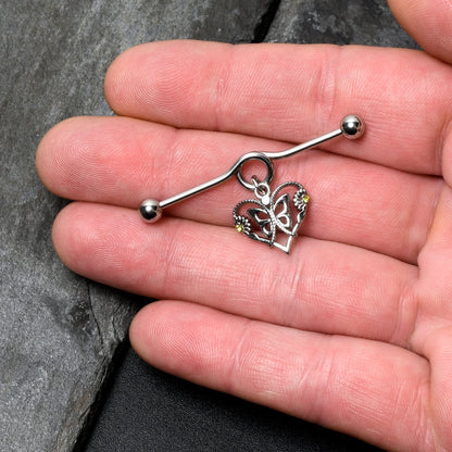 14G Yellow CZ Gem Heart Flower Butterfly Project Bar 38mm