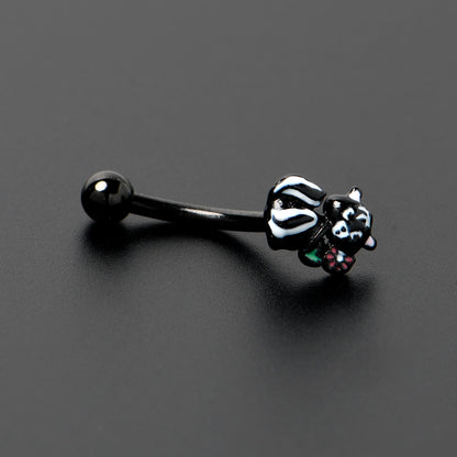16G 5/16 Black Funky Skunk Curved Eyebrow Ring
