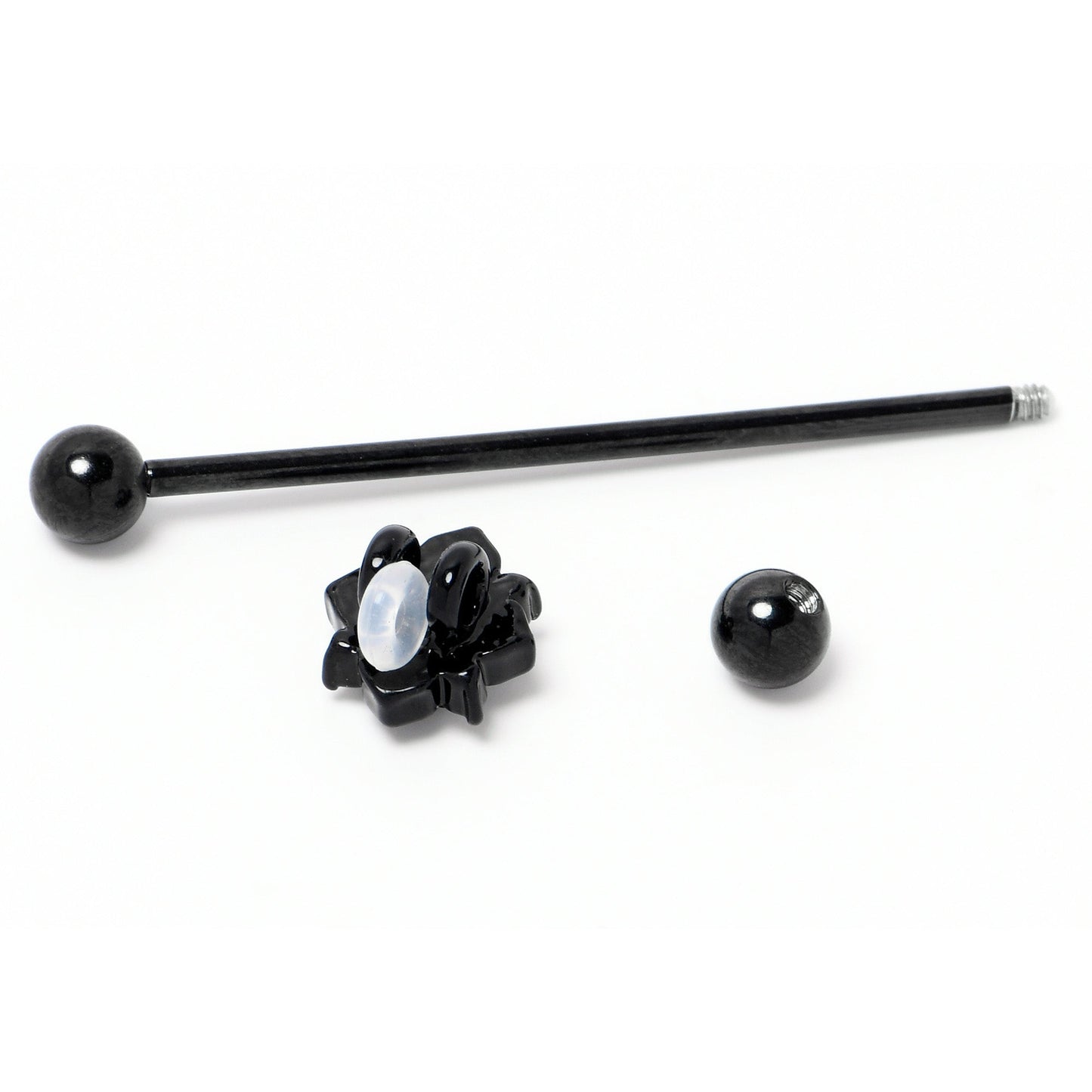 14G Purple Gem Black Scrolling Hearts Industrial Barbell 38mm