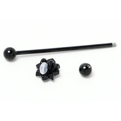 14G Purple Gem Black Scrolling Hearts Industrial Barbell 38mm