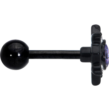 16G 1/4 Purple Gem Black Scrolling Hearts Cartilage Tragus Earring