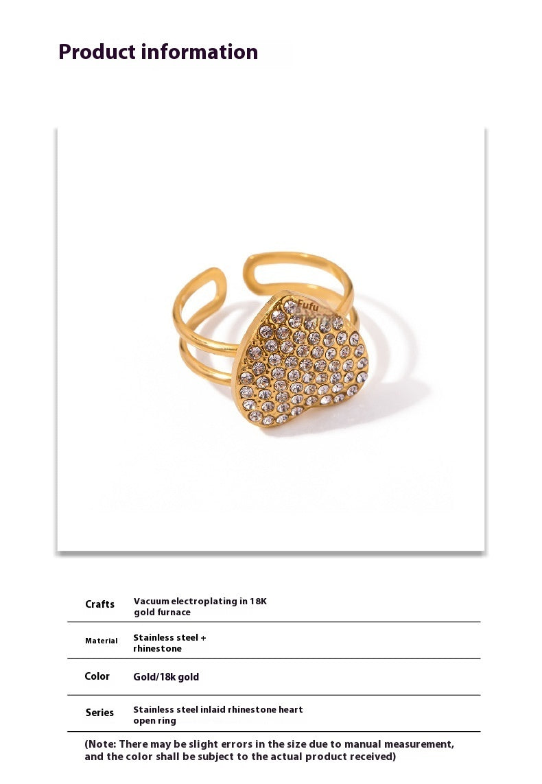 Micro Rhinestone Love Heart-shaped Ring