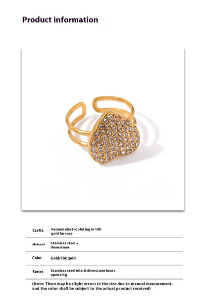 Micro Rhinestone Love Heart-shaped Ring