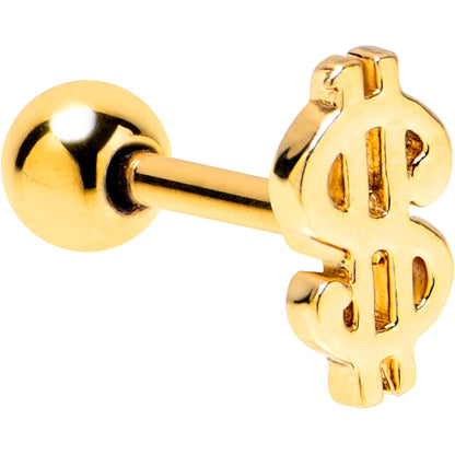 16G 1/4 Gold Tone Dollar Sign Cartilage Tragus Earring