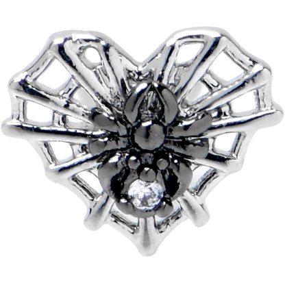 16G 1/4 Clear CZ Gem Heart of Spider Cartilage Tragus Earring