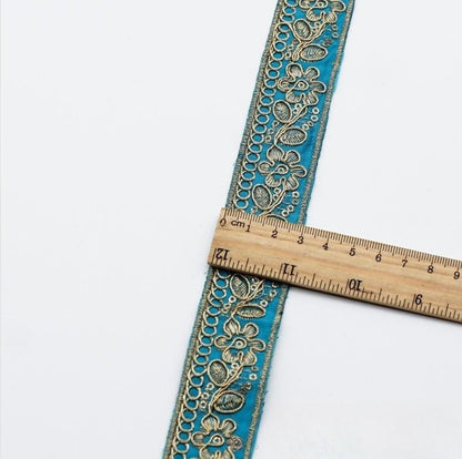 Ethnic Chiffon Collar Trim - Gold Embroidery, 10 Colors