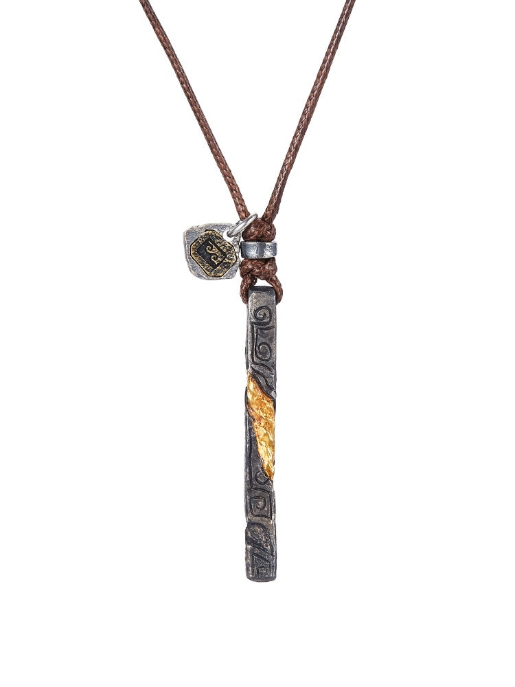 Sterling Silver 24K Men's Personalized Necklace Set