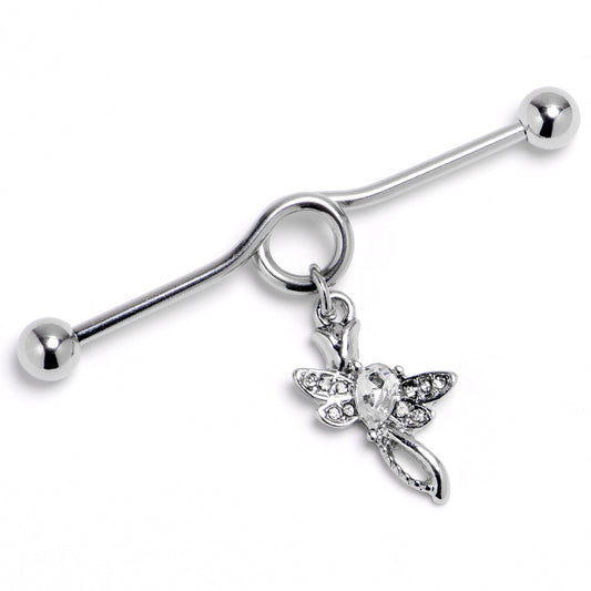 14G Clear Gem Bold Dragonfly Dangle Project Bar 38mm