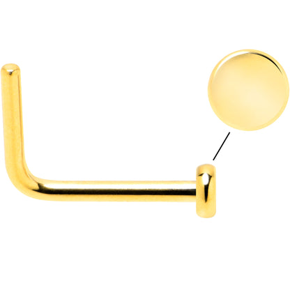 20G 1/4 Gold Tone ASTM F-136 Implant Grade Titanium 2mm Disc L Shape Nose Ring