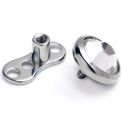16G 5mm Gem Bezel Top 3 Hole Dermal Implant Grade Titanium Anchor Base