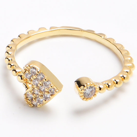 Midi Ring Clear Gem Gold Tone Delicate Sparkle Heart Toe Ring