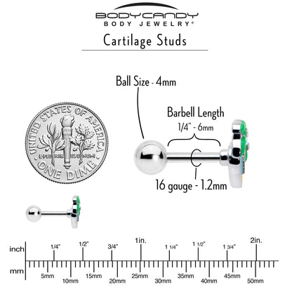 16G 1/4 Aurora Gem Beach Heart Palm Tree Cartilage Tragus Earring