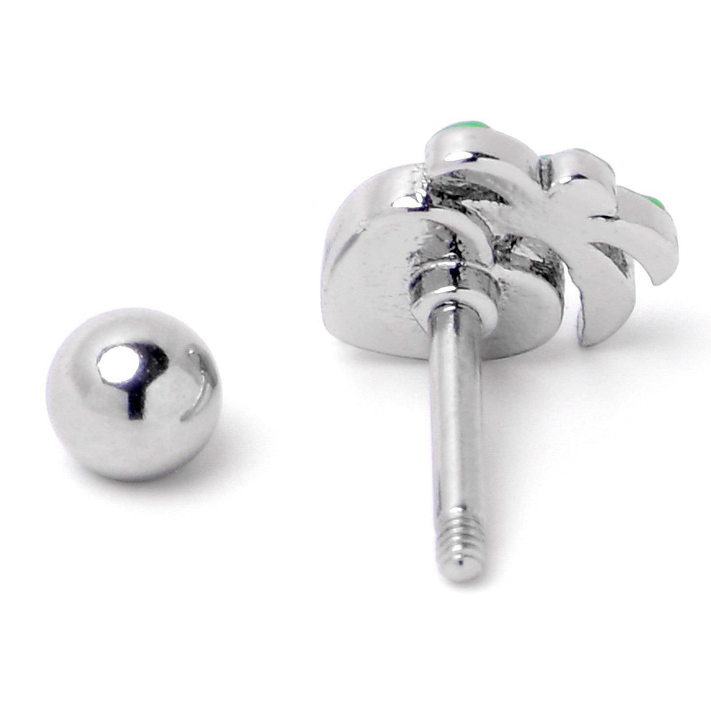 16G 1/4 Aurora Gem Beach Heart Palm Tree Cartilage Tragus Earring