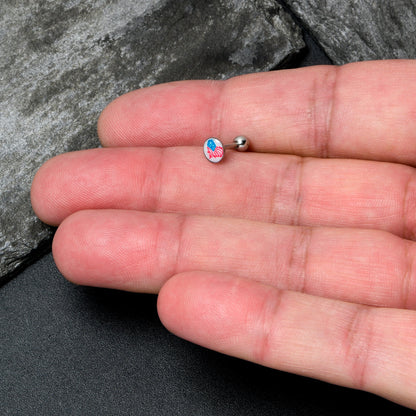 16G 1/4 Heart Flag Patriotic Cartilage Tragus Earring