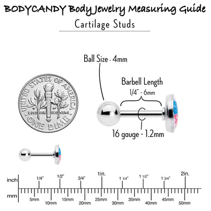 16G 1/4 Heart Flag Patriotic Cartilage Tragus Earring