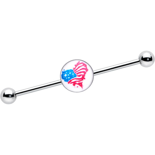 14G Heart Flag Patriotic Industrial Barbell 38mm