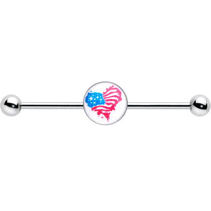14G Heart Flag Patriotic Industrial Barbell 38mm