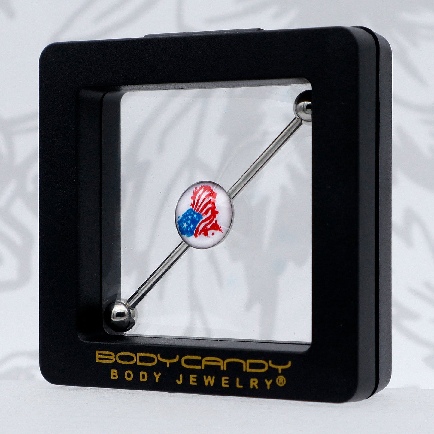 14G Heart Flag Patriotic Industrial Barbell 38mm