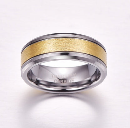 Men's 8mm Gold Tungsten Wedding Band