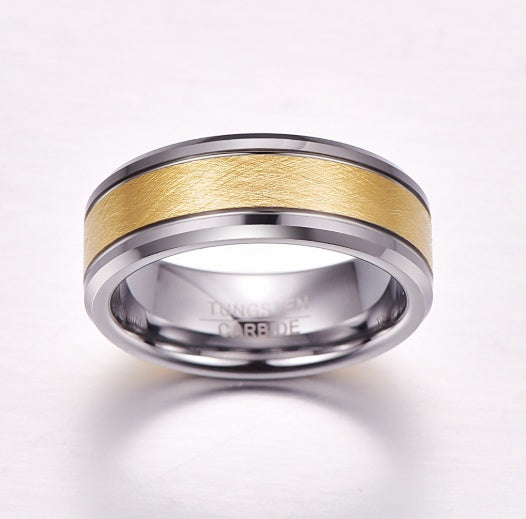 Men's 8mm Gold Tungsten Wedding Band